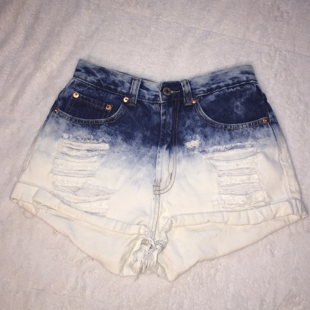 ASOS Distressed Ombré High Waisted Denim Shorts